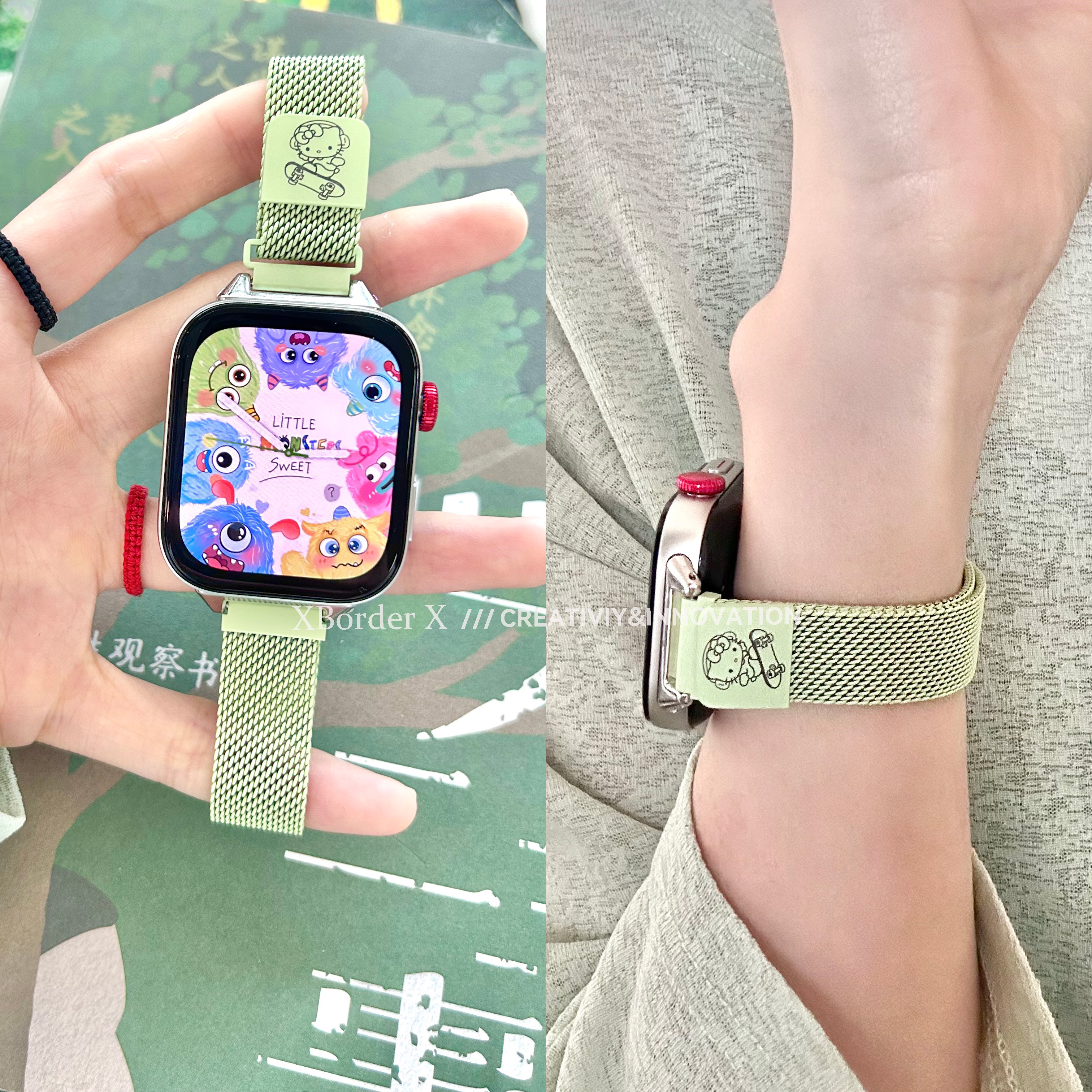 适用华为fit4手表Fit3表带新款滑板KT猫米兰尼斯磁吸表带夏天透气