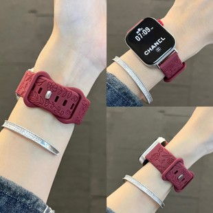 透气运动腕带 9pro女款 适用新款 红米watch6表带玫瑰花纹硅胶小米8