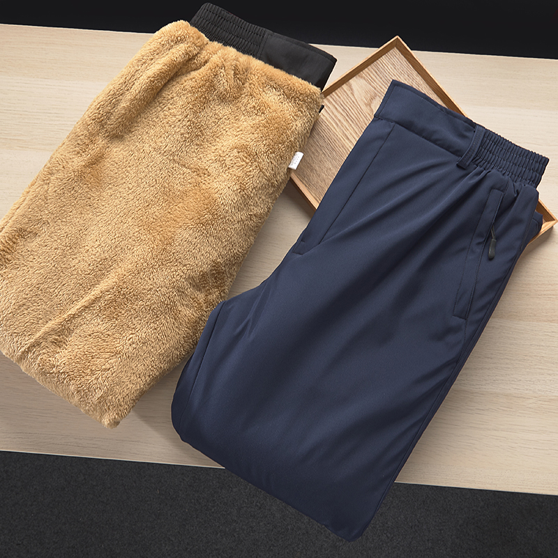 加绒加厚中老年休闲裤松紧高腰老人棉裤爸爸冬装男裤爷爷冬季长裤