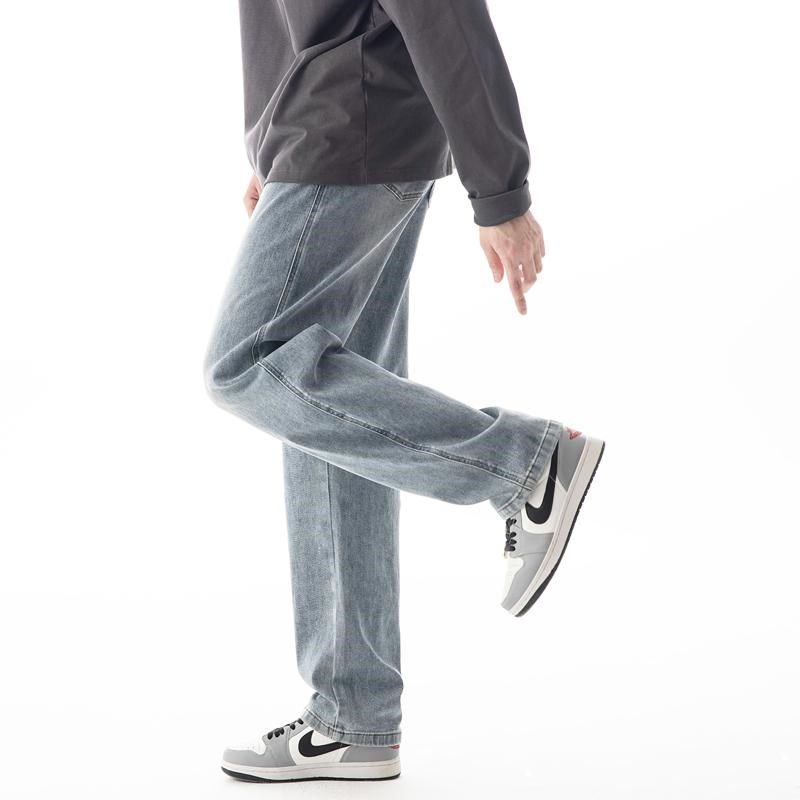 秋季加长版牛仔裤男120cm宽松直筒弯刀裤190高个子长裤弹力纯黑色