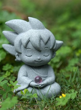 七龙珠孙悟空摆件怀旧日式卡通动漫青砂石鱼缸盆景家居茶宠