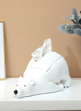 北极熊轻奢家居饰品摆件玄关钥匙收纳果篓客厅桌面柜子托盘纸巾盒