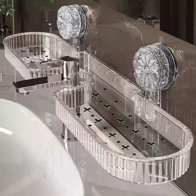 吸盘免打孔水龙头镜前置物架