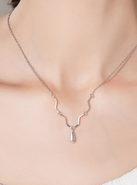 菱角水滴项链女法式百搭气质风