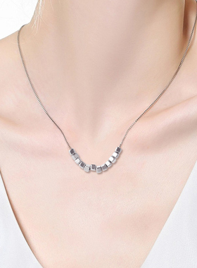 多颗小方块项链女冷淡风高级感