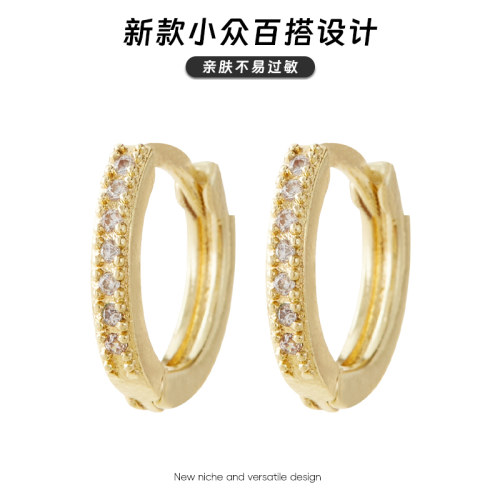 耳环日韩精致小巧网红铜镶锆石