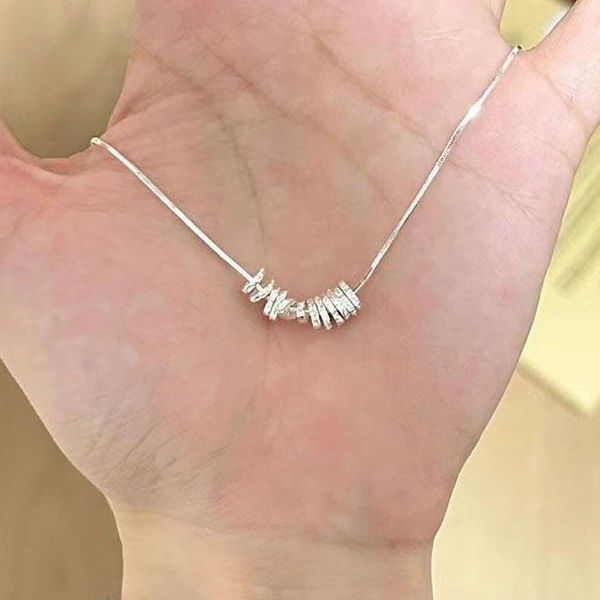 新款s925镀银肌理感不规则碎银子项链女设计感小众高级百搭不掉色