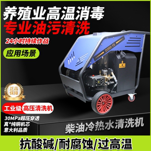 黑猫冷热水高压清洗机工业级自带加热洗车机高温杀菌除油柴油两用