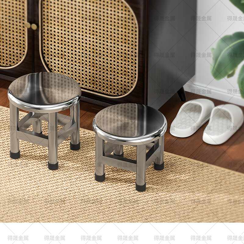 304不锈钢圆凳加厚换鞋凳家用门口儿童凳防滑静音实用高低凳