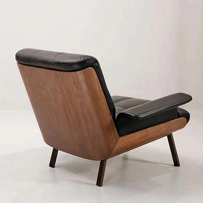 意式极简单人沙发椅轻奢懒人实木客厅卧室休闲椅阳台躺椅网红设计