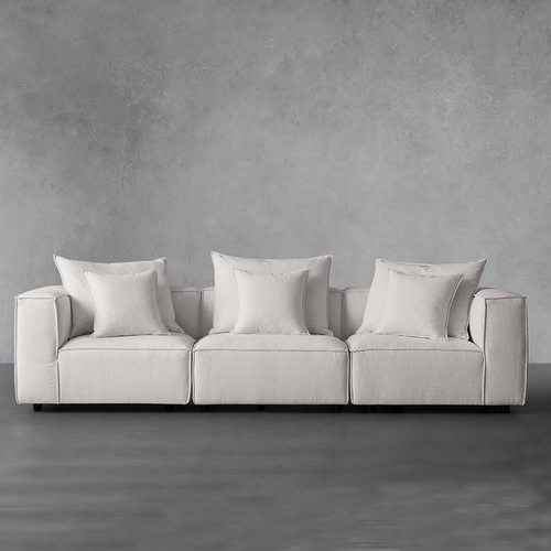 北欧极简布艺沙发意式小户型三人直排沙发现代简约软包休闲慵懒风