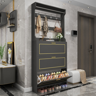 厂家直供轻奢鞋 架大容量 柜家用门口现代简约带衣架门厅玄关柜鞋