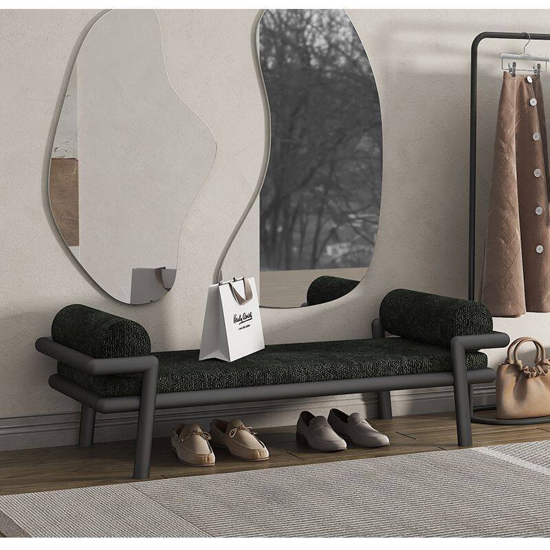 轻奢铁质订置长方形绒布软包换鞋凳新中式家居休息凳床尾凳沙发