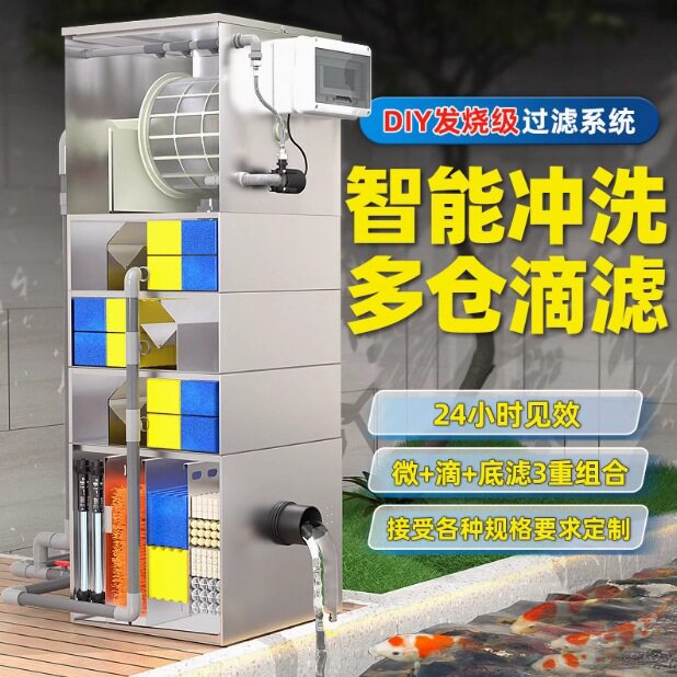 全自动转鼓过滤器 鱼池水循环过滤箱304不锈钢户外水池养殖微滤机