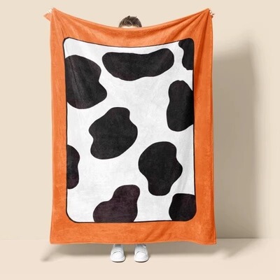 牛奶绒橙边法兰绒毛毯卡通可爱