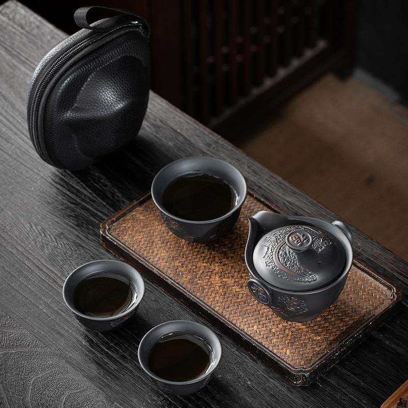 便携式旅行茶具小套装紫陶户外手抓泡茶壶茶杯个人专用露营快客杯
