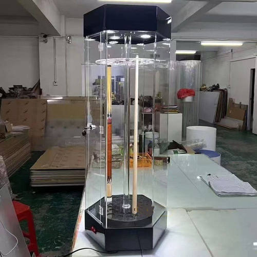 台球器材展示柜亚克力旋转展示柜透明多层展示架台球杆展示柜货架