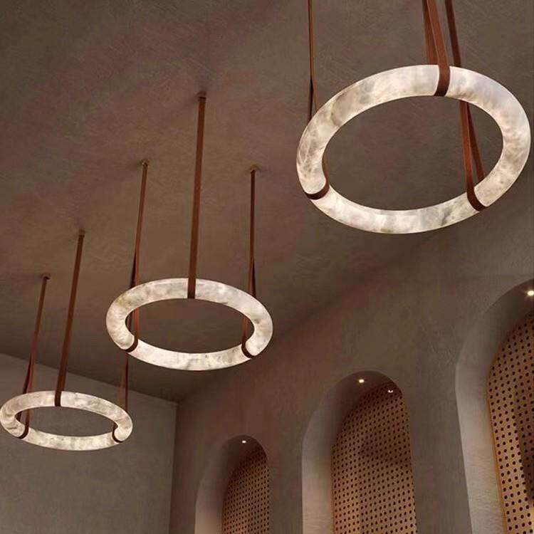 现代云石全铜吊灯客厅轻奢创意设计师吧台餐厅灯书房仿云石灯具