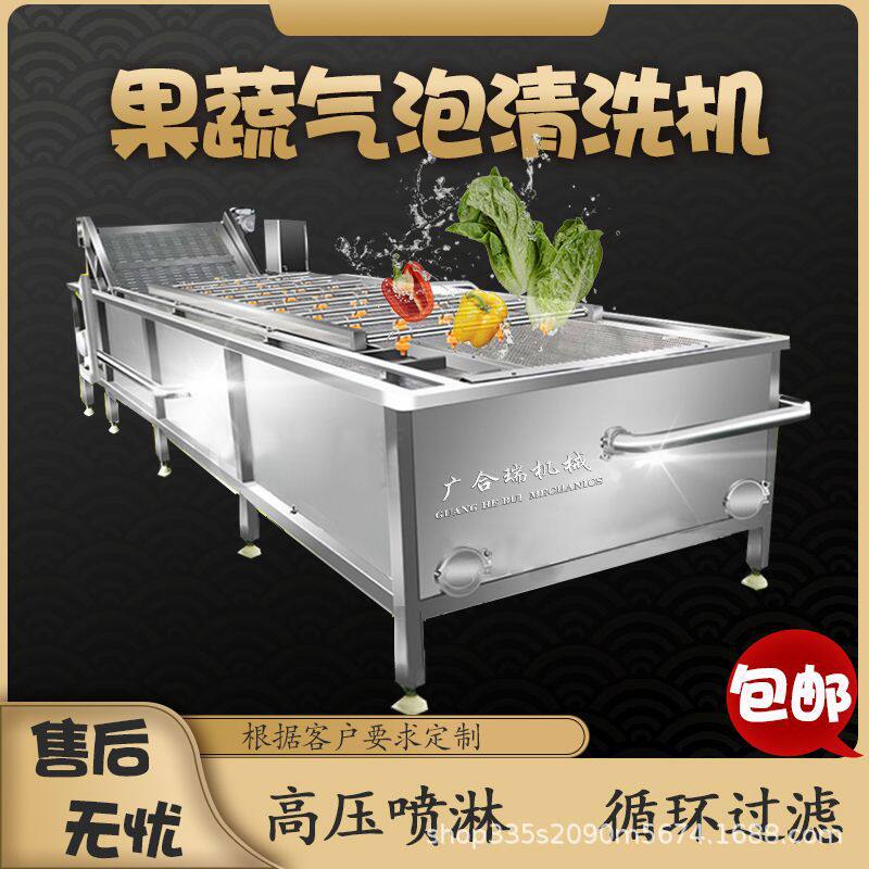 多功能喷淋式果蔬气泡清洗机小型餐厅洗菜机蔬菜清洗风干流水线