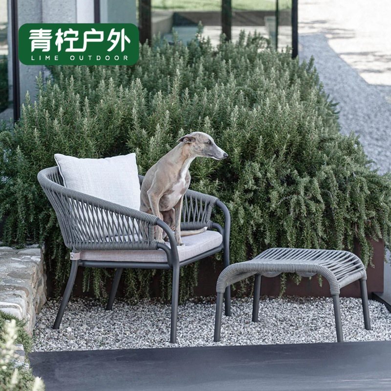 户外藤椅沙发三件套设计师室外阳台庭院酒店别墅藤编沙发茶几组合