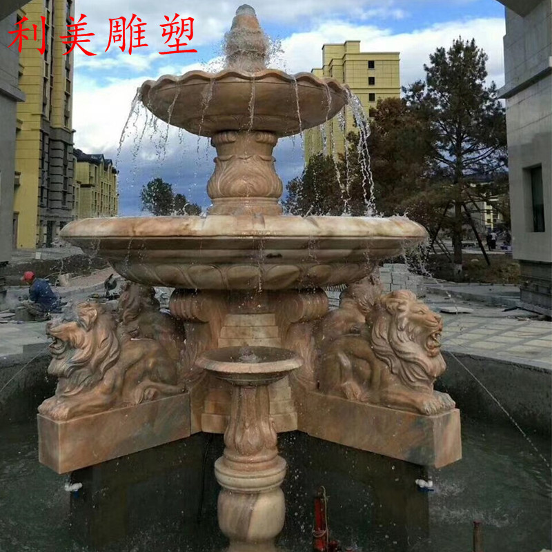石雕喷泉大型欧式大理石户外摆件园林景观流水手工雕刻