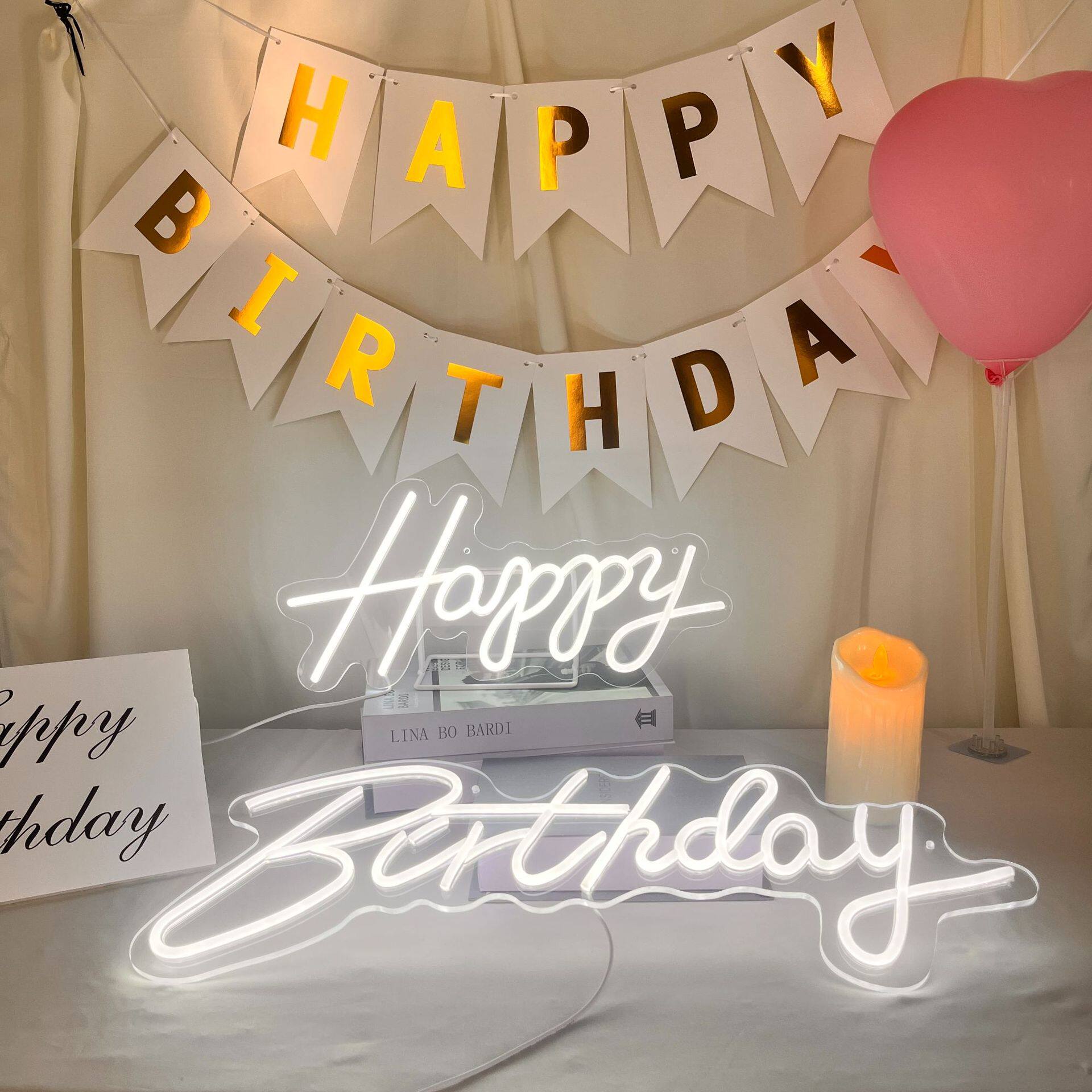 跨境生日快乐LED霓虹灯字母灯牌生日场景装饰灯灯可调光氛围