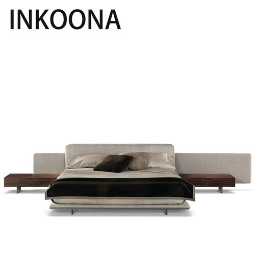 INKOONA意式极简地平线宽屏布艺床主卧室现代别墅家用轻奢高级感