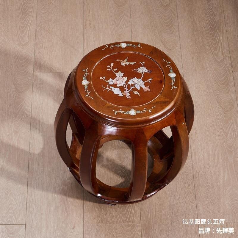 中式仿古红木花梨木鼓凳