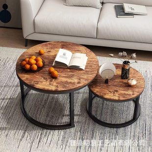 北欧茶几现代简约小户型客厅网红家用刨花板圆形茶几桌子