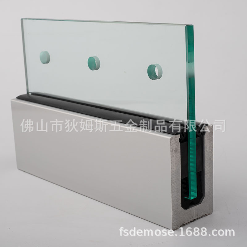 玻璃护栏铝合金槽扶手配件栏杆透明钢化玻璃栏杆无立柱