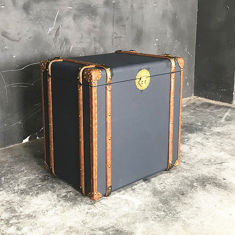 美式乡村复古皮箱边几loft工业风铆钉储物个性创意样品房床头柜