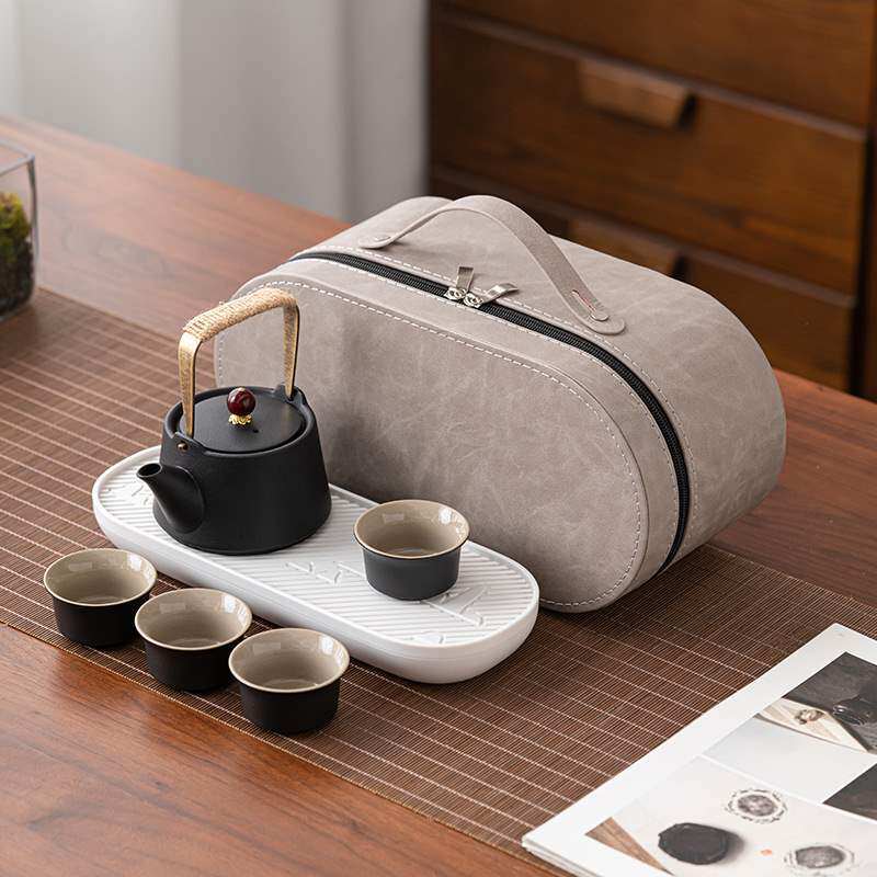 黑陶旅行茶具套装便携式收纳包便捷旅游户外喝茶装备一壶四杯