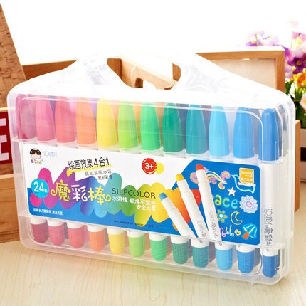 西瓜太郎炫彩棒24色 小学生可水洗儿童旋转蜡笔油画棒