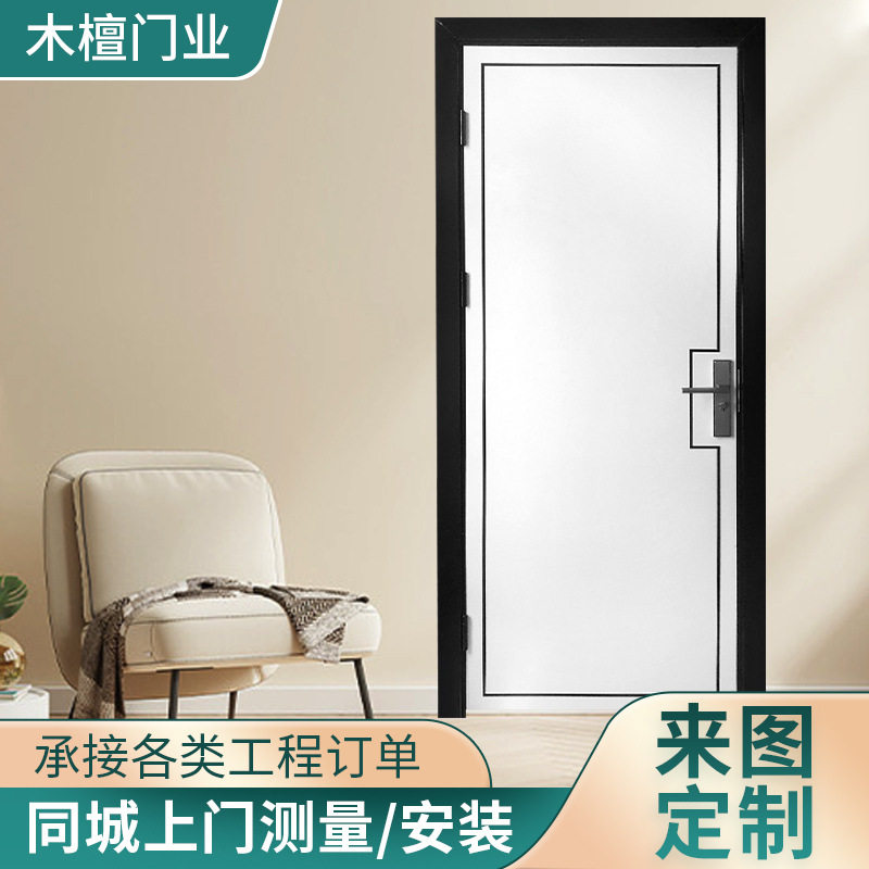 带金属条室内卧室套装门订置简约复合烤漆门现代简约卧室平开门