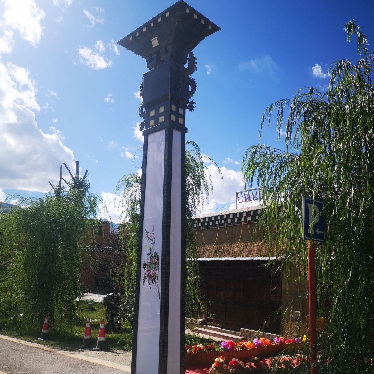 太阳能大理石中式景观灯柱批量