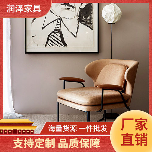 客厅单人休闲椅简约北欧单人沙发现代轻奢铁艺老虎椅设计师沙发椅