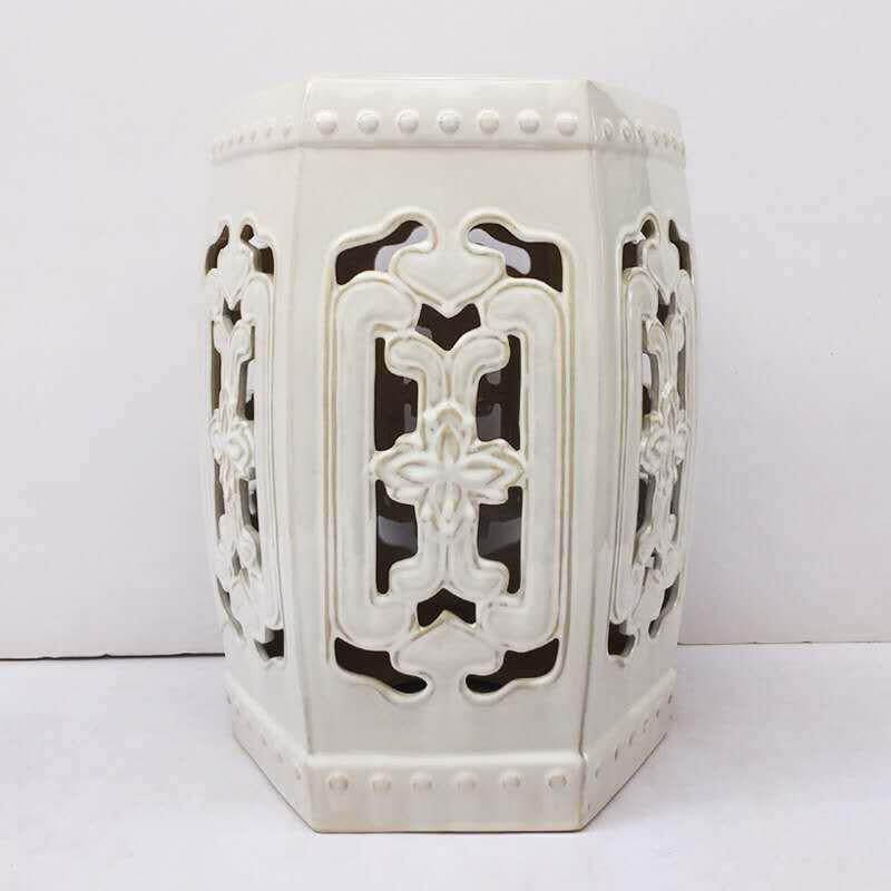 陶瓷凳子镂空坐墩中式椅休闲鼓凳创意家具家居摆件换鞋边几