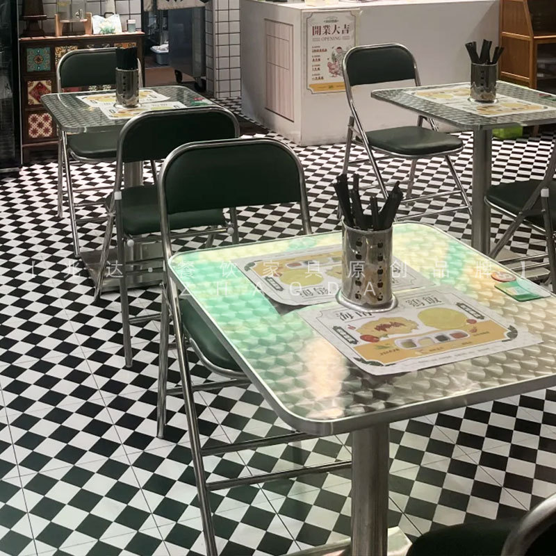 港式茶餐厅餐桌椅快餐店海南鸡饭餐厅桌子椅子60CM方桌80CM吃饭桌