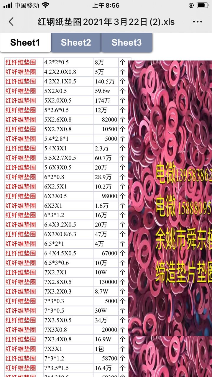 红色纤维垫片 管道密封垫片 高压密封垫圈