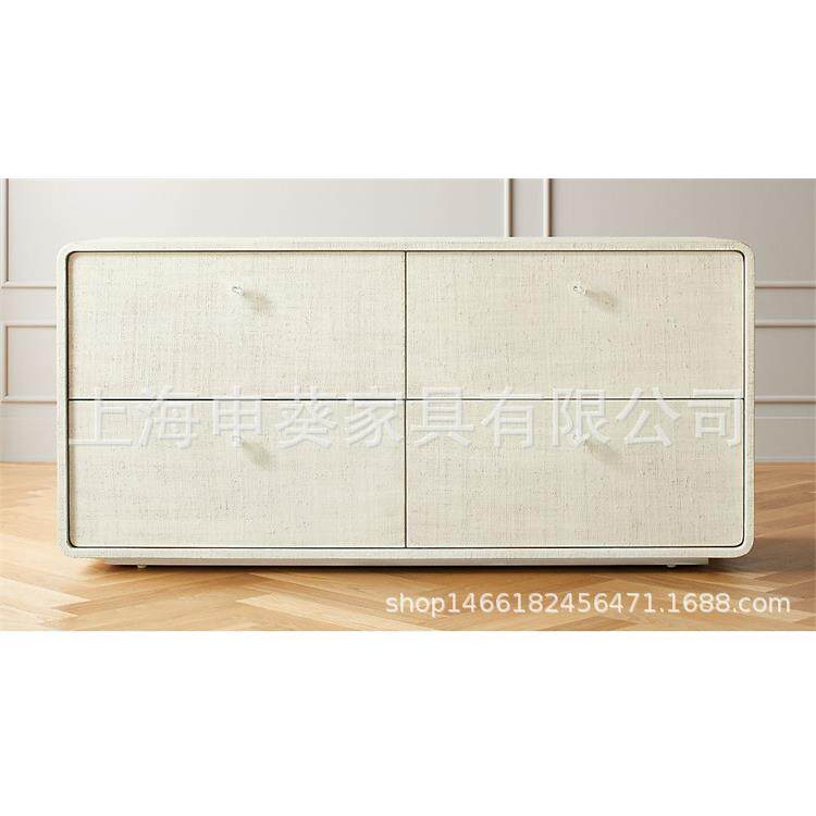 美式乡村现代简约轻奢储物柜实木收纳柜床头柜客厅卧室别墅样板房