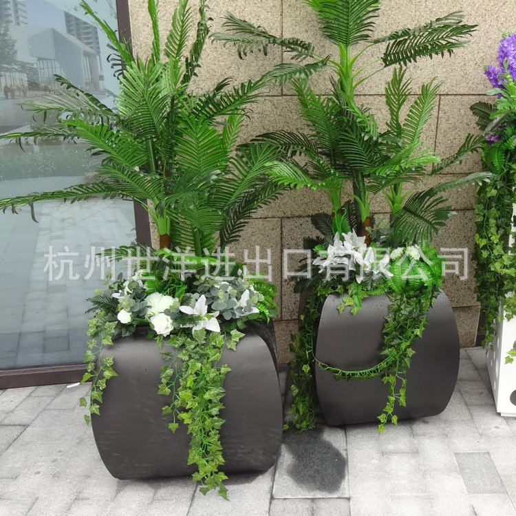 玻璃钢花盆 商场美陈高中低搭配组合花箱异形组合花钵