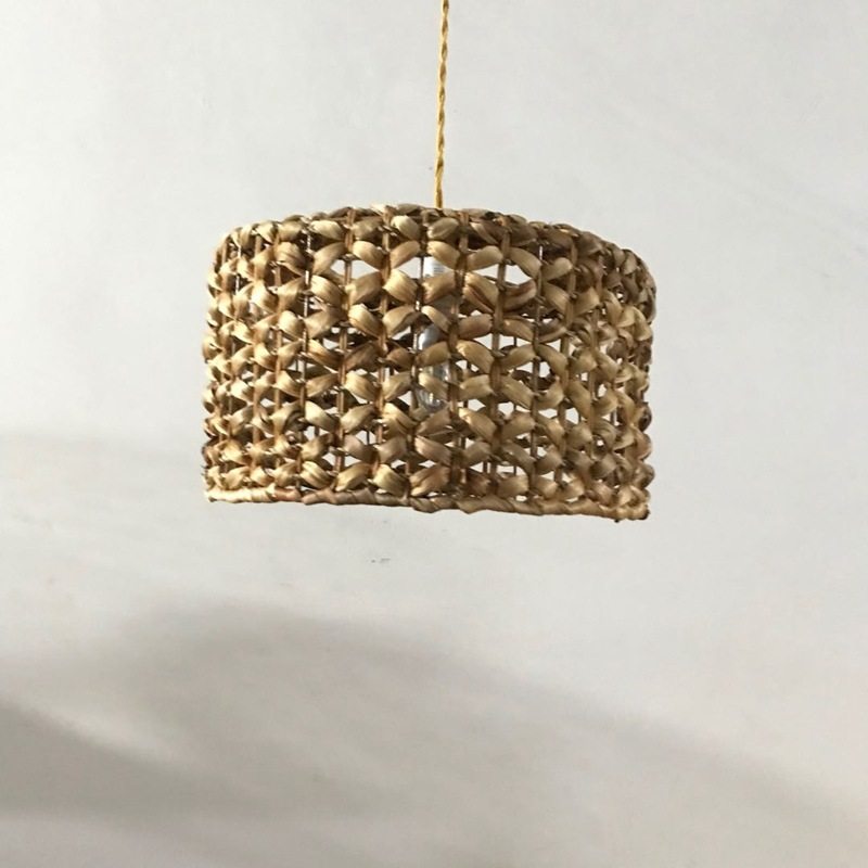新中式茶室火锅店客栈竹艺竹编吊灯草藤编织圆形铁艺吊灯30CM