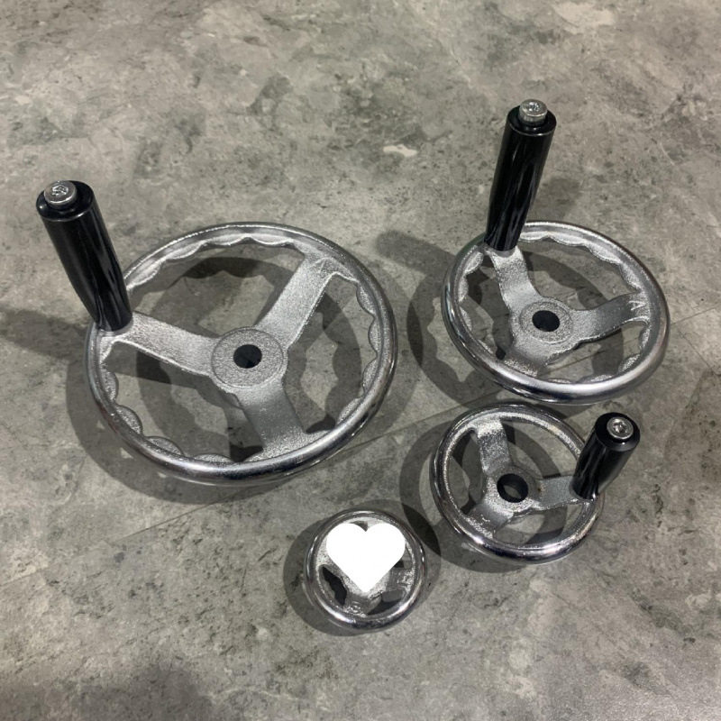 手摇轮手动式镀铬铸铁手轮圆形手柄手摇轮盘4寸5寸6寸 8/10/12/18