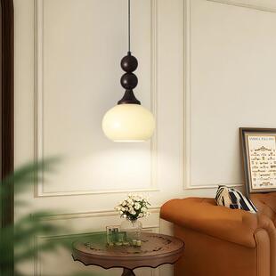 法式中古风卧室床头升降吊灯复古奶油风小吊灯新款高级感玄关吊灯