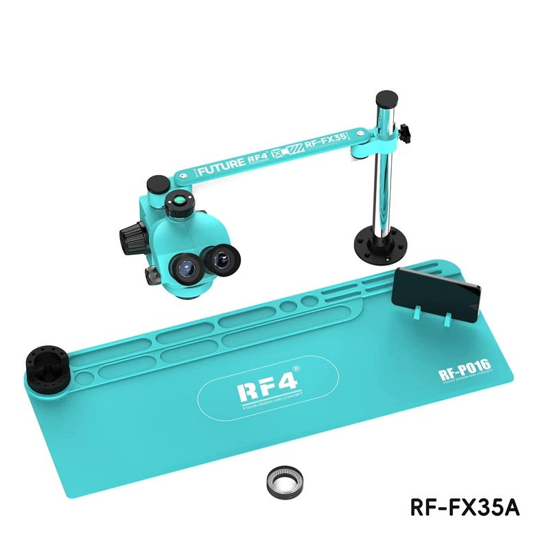 RF4三目显微镜7-50倍高清目镜长摆臂支架配加厚耐磨损加热垫FX35A