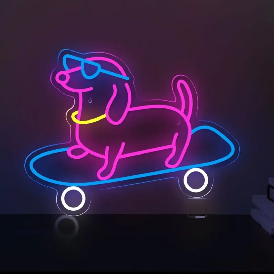LED霓虹狗狗发光招牌灯USB