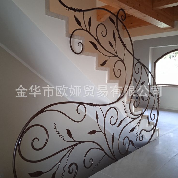 锻打铁艺别墅栏杆扶手围栏护栏法式铁艺门窗欧式围栏雨棚凉亭