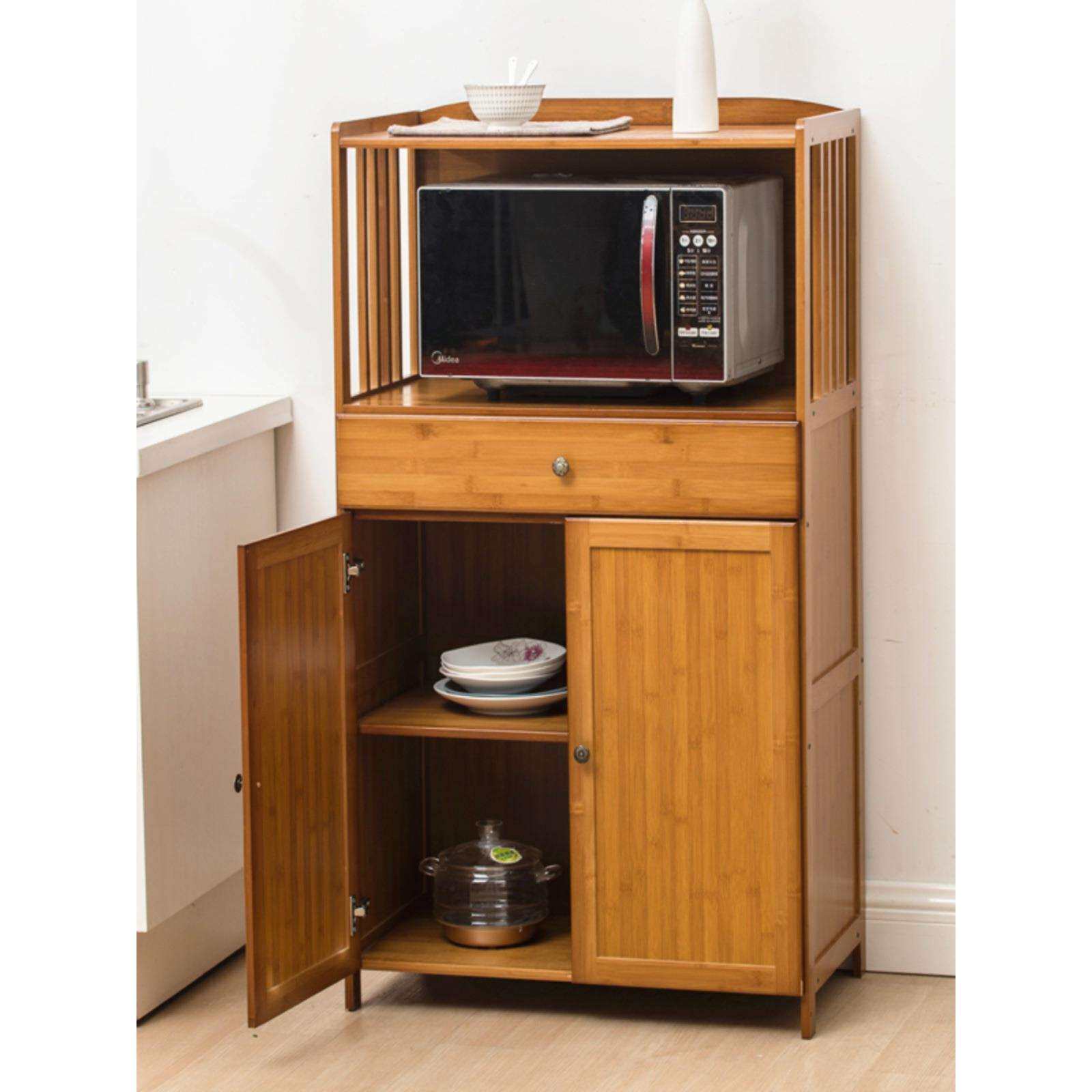 简易餐边柜碗柜多功能厨房实木收纳置物架茶新品楠竹储物柜子家用