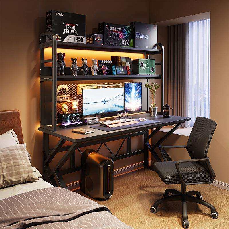 台式电脑桌家用书桌书架一体桌子办公桌洞洞板学习桌卧室电竞桌椅