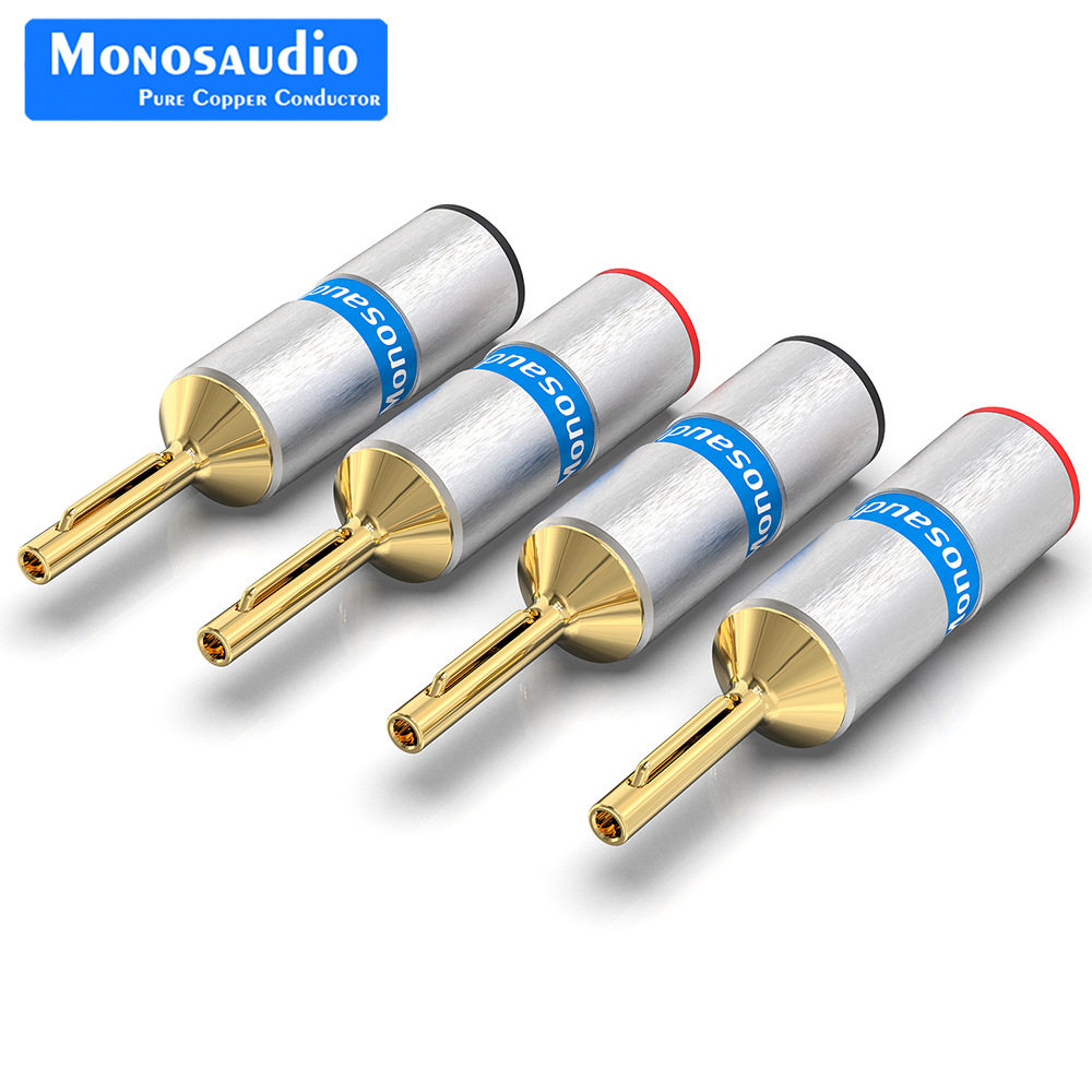 Monosaudio纯紫铜B806镀铑镀金香蕉插头发烧功放音箱喇叭线香蕉头